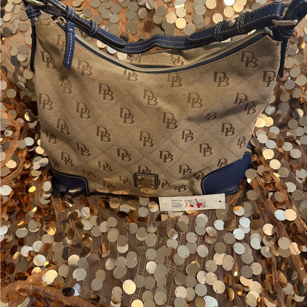 Dooney & Bourke Beige and Navy Shoulder Bag